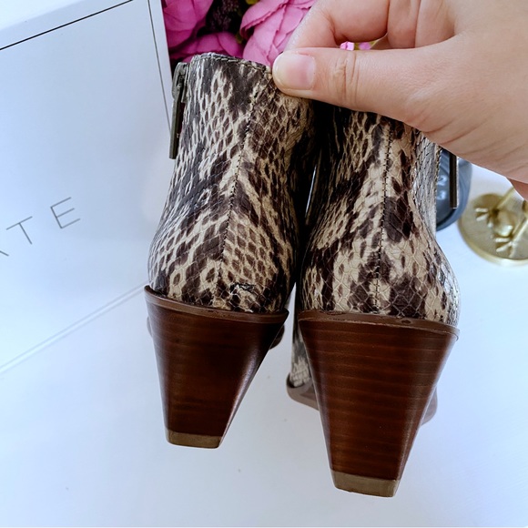1. State | Kipp Wedge Bootie Beige Black Snake Print Leather Ankle New Size 7 - Picture 9 of 14